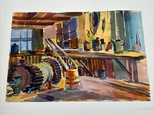 MID CENTURY PAINTING AMERICAN TOOL SHED MODERNISM LISTED FAMOUS MAURICE SILBER