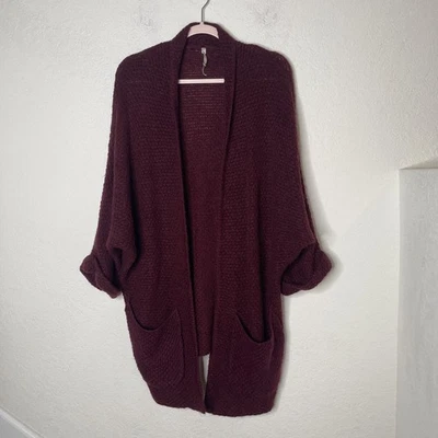 Willow & Clay Mohair Blend 3/4 Sleeve Knit Open Cardigan Womens OS Maroone - Image 1 of 4