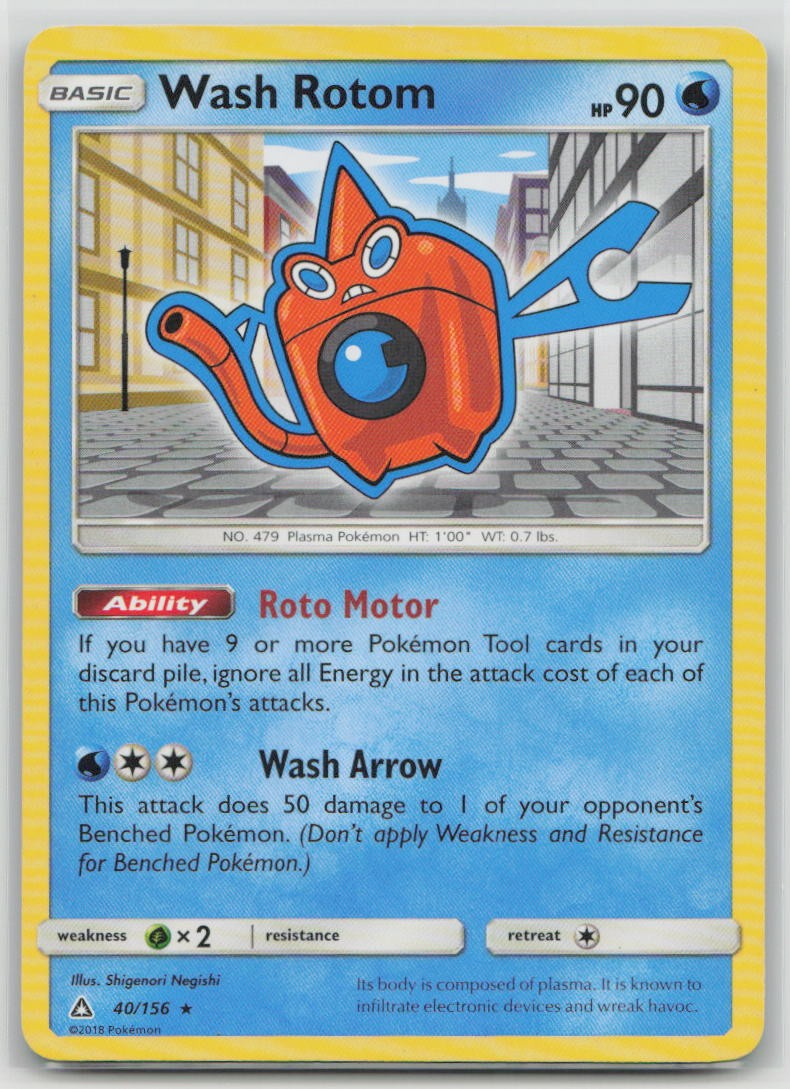Wash Rotom 40/156 Rare Ultra Prism Pokemon Moderately Played