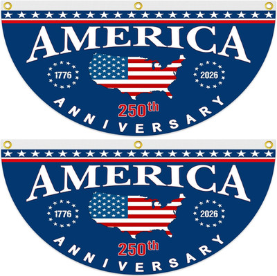 2Pcs 250Th Anniversary Usa Flags 1.5X3 Ft 250 Year Fan Flag 1776-2026 Patriotic