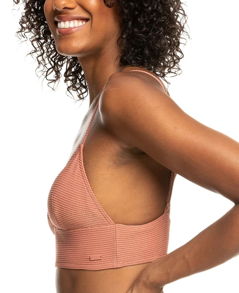 Roxy X4638 Juniors' Coconut Crew Metallic Ribbed Tank Bikini Top, Cedar Wood, XS - Image 3 of 4