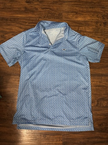 Vineyard Vines Poloshirt Herren Blau Hai Print Sankaty Performance Golf Gr:M - Bild 1 von 3