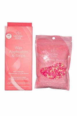 Natural Sense Wax Applicators, Strips & Hard Wax Beads for Face & Body, 40 Pack