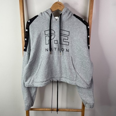 P.E Nation x H&M Flex It Hoodie Pullover Womens Medium Grey Pullover Cropped