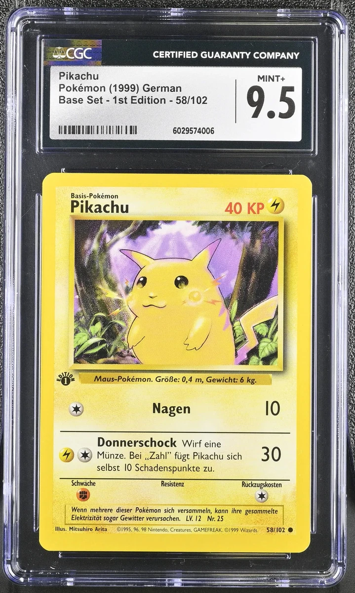 Pokémon TCG Base Set Pikachu Grade 9.5 Individual Collectible Card