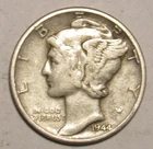 1944 P Mercury Dime, circulated