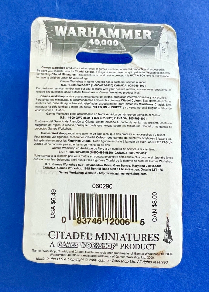 2000 Space Wolf Scouts W/ Plasma gun (SEALED)  - OOP BLISTER Metal - Image 4 of 4