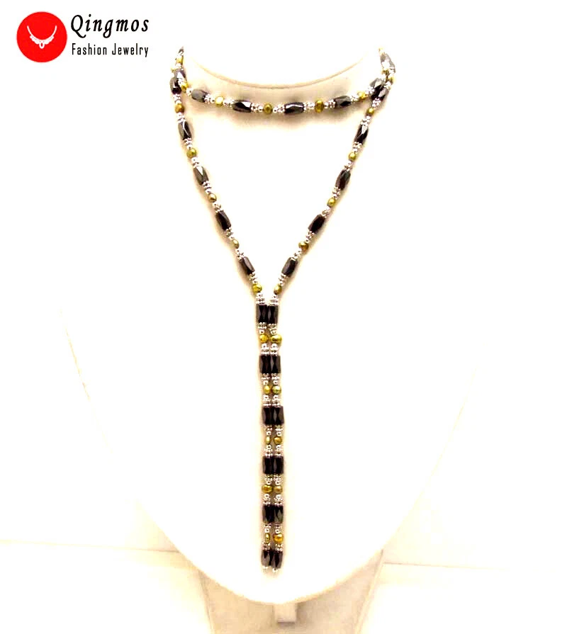 Pulsera magnética de perlas naturales barrocas marrones de 4-5 mm para mujer 38"" Foto 2 de 4