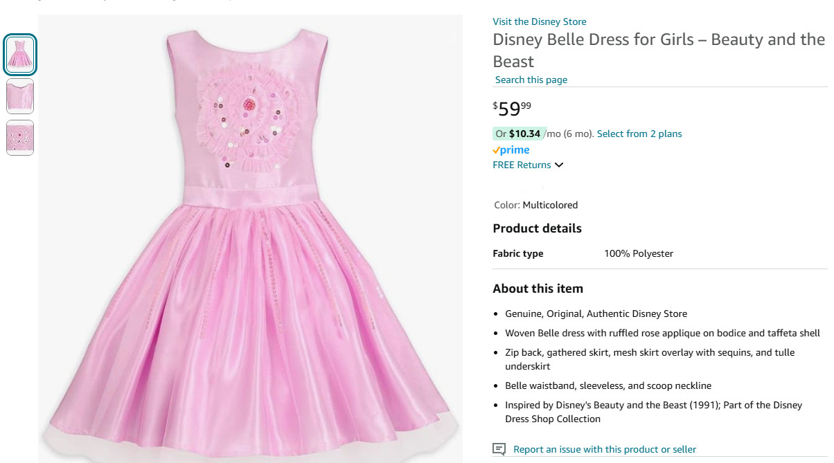Disney Store Princess Belle Adaptive Tutu Dress F… - image 8