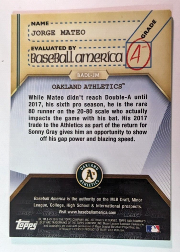 2017 BOWMAN'S BEST ATOMIC REFRACTOR JORGE MATEO BADL-JM - Picture 2 of 2