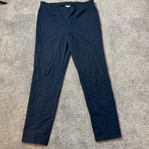 J JILL Black Ponte Slim Leg Elastic Waist Pull On Pants Sz Medium Tall Slid Leg