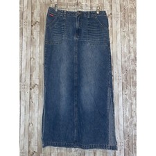 Women's Vintage Y2K Union Bay Blue Jean Long Denim Skirt Size 11 Modest Slits
