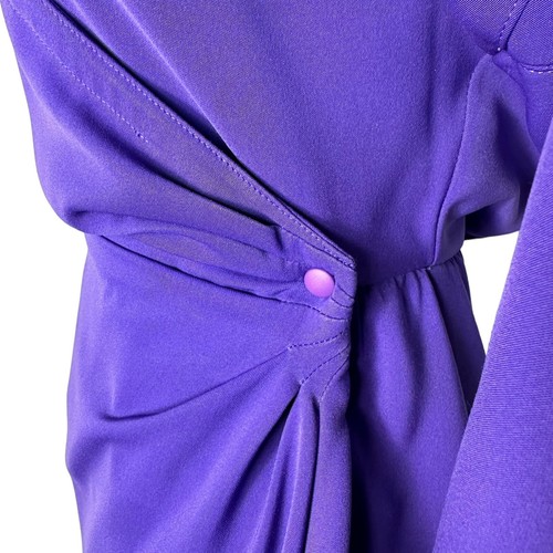 Vintage Thierry Mugler Iconic 90s Purple V Neck Wrap Mini Dress Size 7A XS - Foto 7 di 12