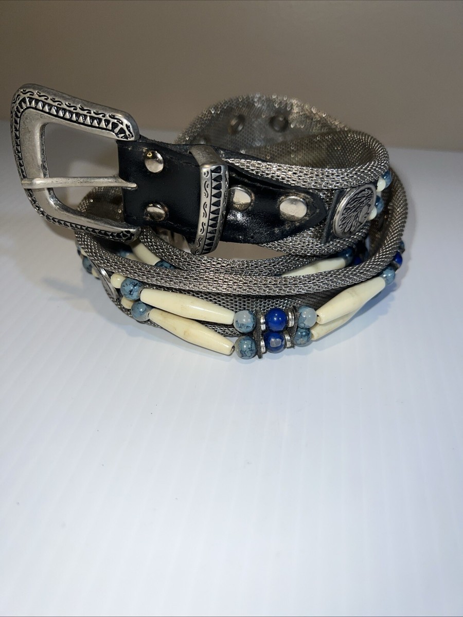 Vintage Bohemian Beaded Metal Belt Korean Beaded Belt Vintage Boho Metal Buckle Leather - Etsy main image 2