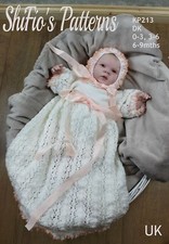 Knitting Pattern for Baby, Christening Gown, Baptism Dress, DK, KP213