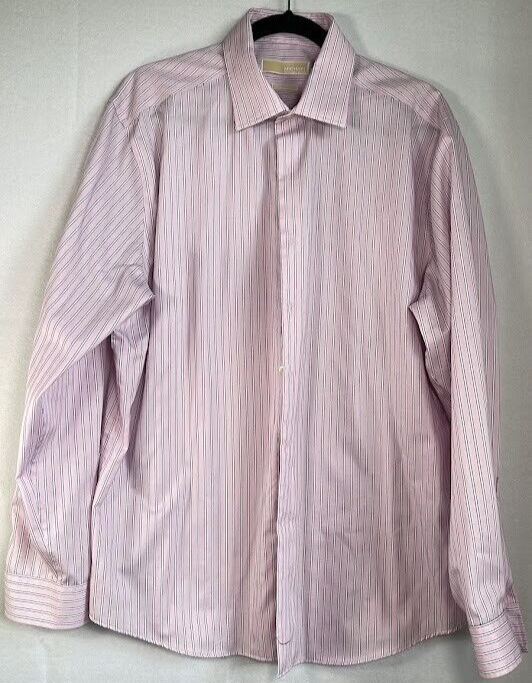 Michael Kors Dress Shirt Men Pink 17 34/35 Button Up Long Sleeve Slim Fit Michael Kors Dress Shirt Men Pink 17 34/35 Button Up Long Sleeve Slim Fit