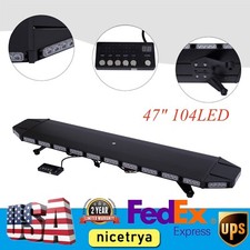 47 LED Emergency Strobe Light Bar Tow Truck Warn Beacon Response Amber/White