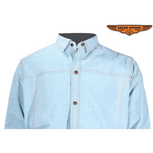 Mens Leather Shirt With Denim Look Size S-6XL NEW DEAL - Picture 3 of 7