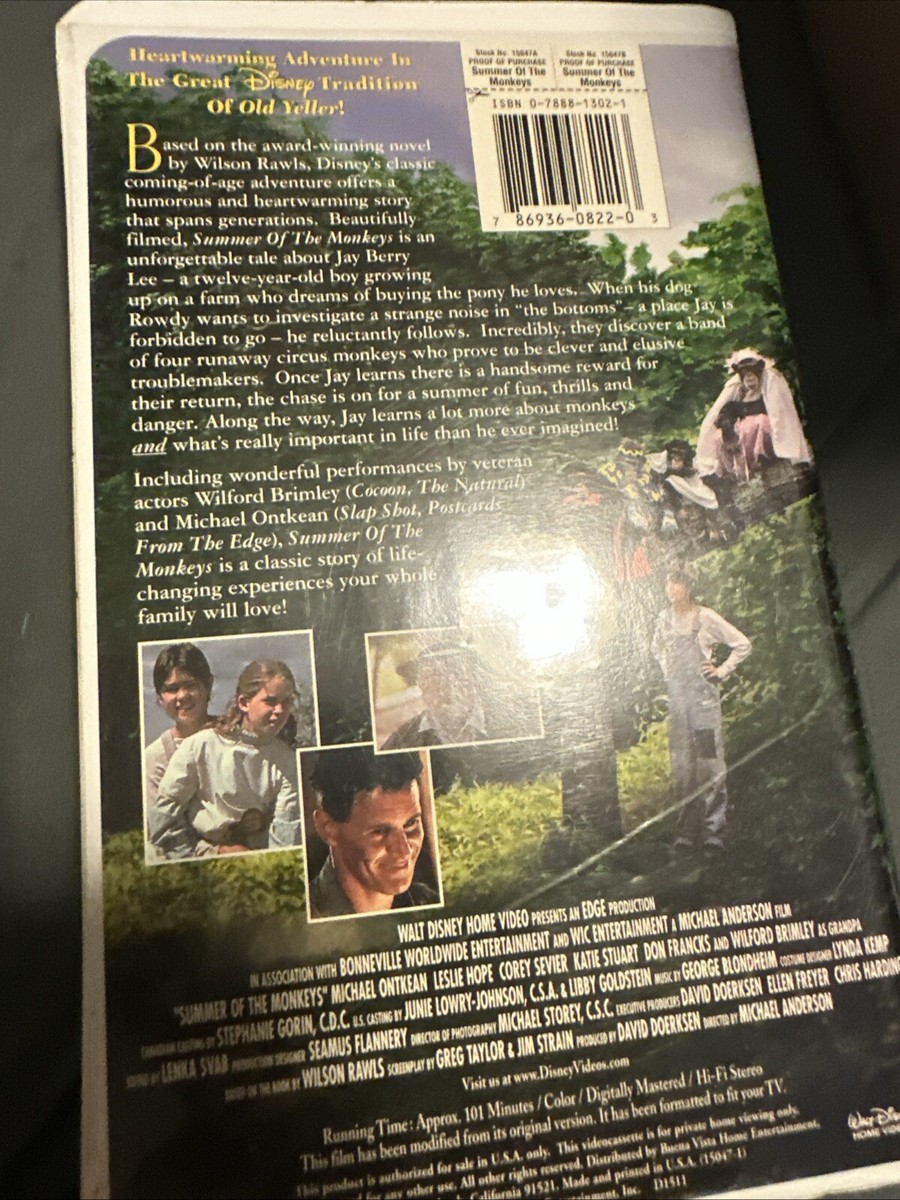Summer of the Monkeys (VHS, 1998) 786936082203| eBay