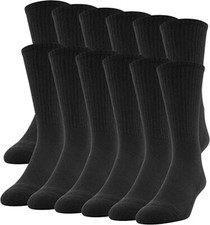 Men's Women Plain Solid Black Sports Cotton Crew Socks Wholesale Lot 9-11 10-13