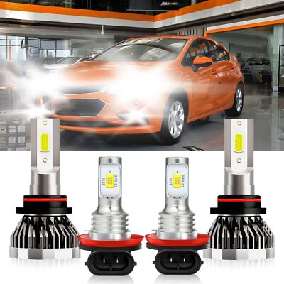 For Chevrolet Cruze 2016-2019 LED Headlight Kit+Fog Light Bulb Combo 6000K White