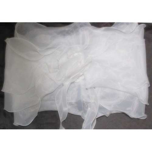 New White Ivory Organza Bolero Jacket Shrug Shoulder Bridal Shawl Wraps Coat - Picture 4 of 9