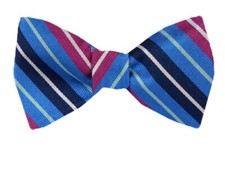 Men's 100 Silk Designer Stripe Self Tie Woven Bowtie- NWT