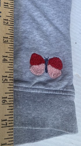 Hanna Andersson Butterfly Sweatshirt Girl Embroidered Gray Size 5 110cm - Picture 4 of 6