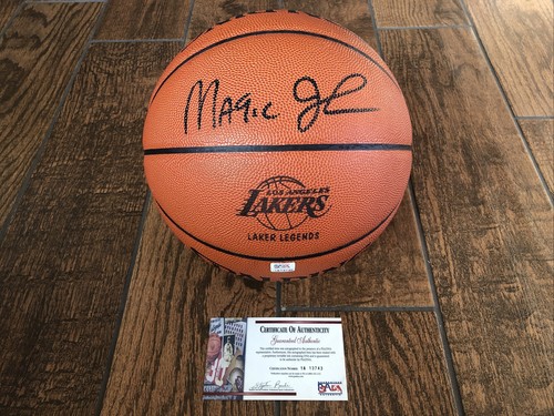 Magic Johnson SIGNED Official NBA Game Basketball Lakers PSA HOF Inscription - Picture 2 of 8