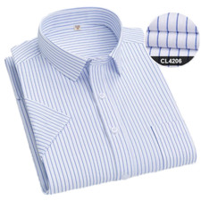 Mens Formal Shirts Office Short Sleeves Striped Bussiness Casual Summer Shirts