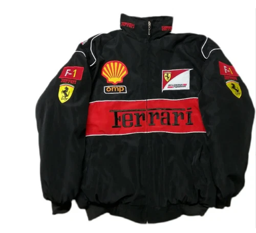 Adults F1 Team Racing Embroidery Cotton Padded Zip Black Racing Jacket*/ - Picture 2 of 9