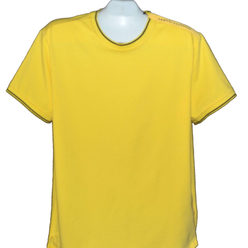 Armani Exchange Men's Yellow Black Trim Zip Logo Cotton T-Shirt Size XL