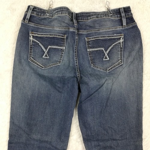 Vigoss Womens Jeans Boot Cut Blue Denim Stone Wash Whiskering Distressed Plus 18 - Picture 9 of 10