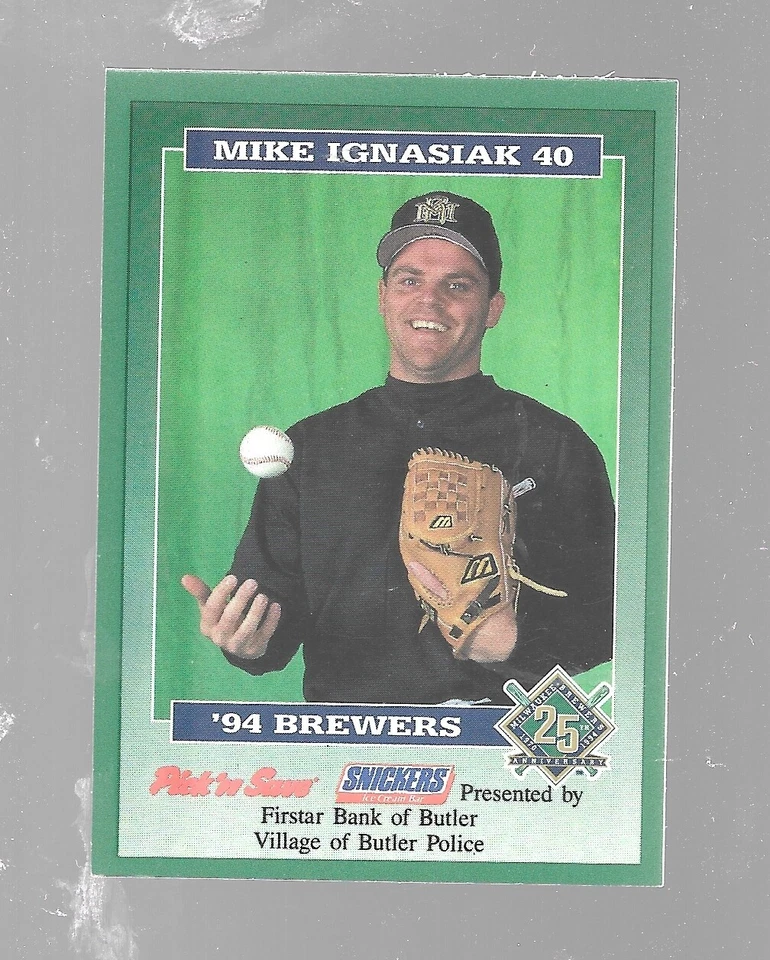 1994 Milwaukee Brewers Butler Police Mike Ignasiak 40 Pick N Save Baseball Card - Image 2 of 4