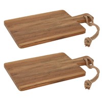 2X Teakholz Schneidebrett 34X18X1,5 Cm KüChenbrett KüChe Holz Brett Servierbrett