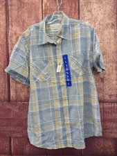 Weatherproof Vintage Men's Longsleeve Button Up, Blue/Yellow Plaid, Size L