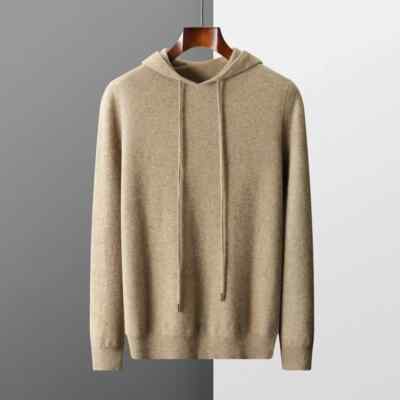 Men's One-piece ready-to-wear Hoodie 100% Merino Wool Knitted Sweatshirt Autumn