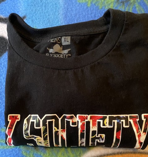 Preowned Men's "Fly Society" XL BLACK and Colorful Tee-Shirt..Short Sleeve.. - Picture 8 of 9