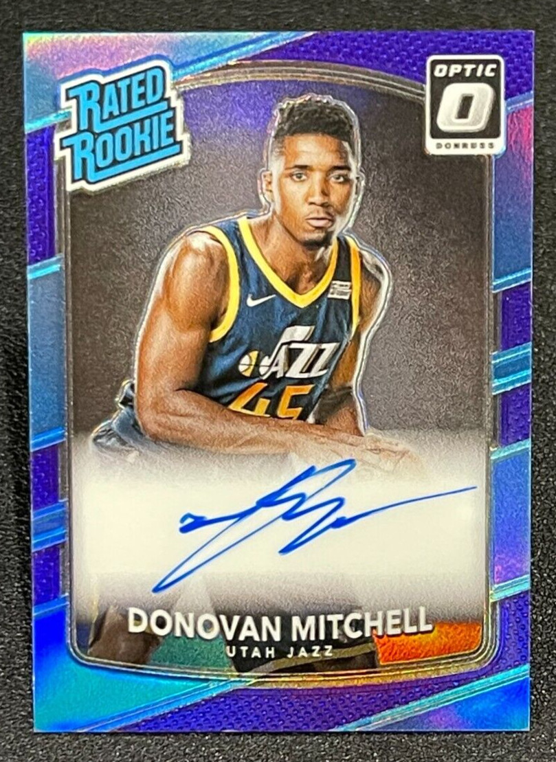 2017-18 Panini Donruss Optic Donovan Mitchell Rated Rookie Purple HOLO Auto