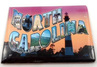 North Carolina Magnet Vintage Refrigerator WTBI USA Made Lighthouse Sunset