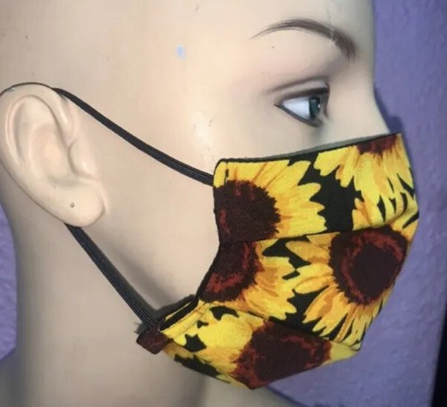 Sunflower Facemask Mascarilla De Girasoles Fabric Sunflower Facemask Adjustable - Picture 2 of 3