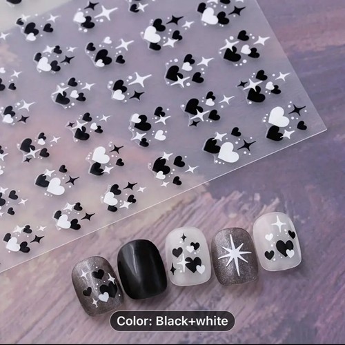 Nail Art Sticker SCHWARZ & WEISS HERZEN