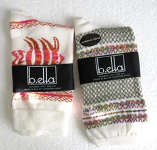 2PK B.ella Womans Cashmere Blend White Dijon Size 9-11 Crew Socks USA Soft  A
