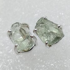 Prasiolith Rohsteine Ohrstecker Ohrringe Ohrschmuck 925 Sterling Silber