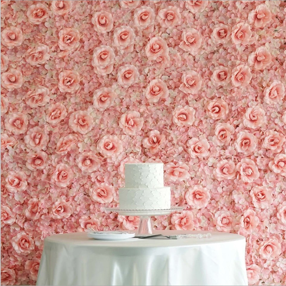 Artificial Rose Hydrangea Flower Wall Panels Wedding Backdrop 60 x40cm 12PCS - Image 3 of 4