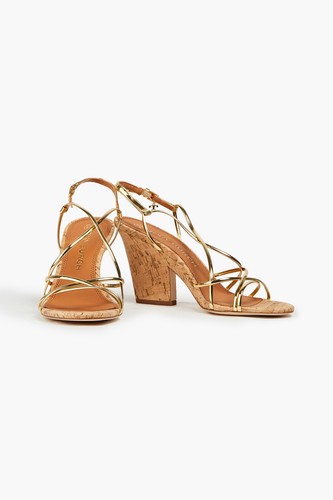 RRP€400 TORY BURCH Penelope Leather & Cork Sandals US6 UK3.5 EU36.5 Buckle Logo - Foto 2 di 8