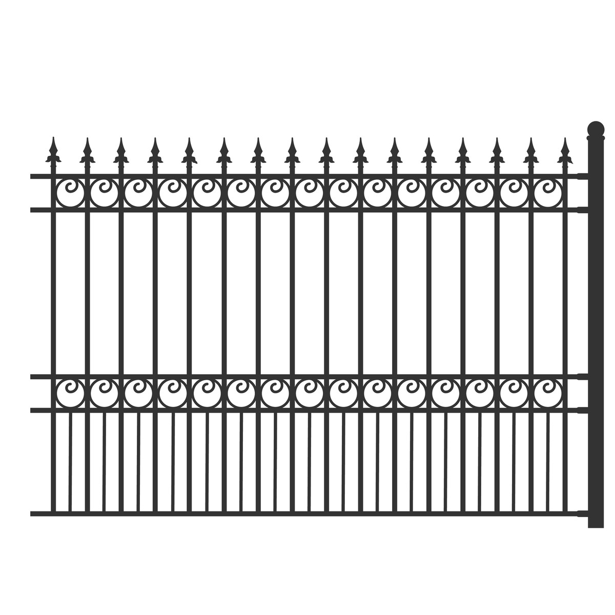 ALEKO Iron Wrought Yard Garden Privacy Fence Panel 8'x5' Black