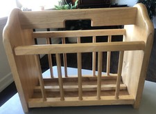 Wood Wooden Blonde Caddy Handled Container Magazine Rack Storage GUC