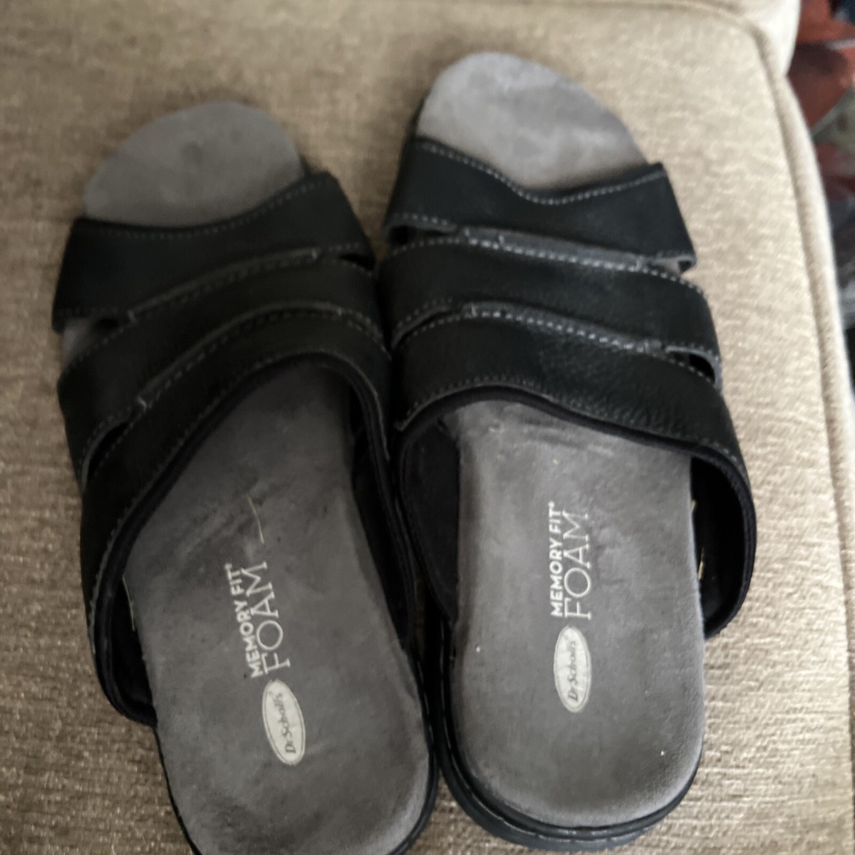 Dr. Scholl\'s Gordon Men\'s Leather Slide Sandals Memory Foam Cool Fit Black Size8 Dr. Scholl main image 4