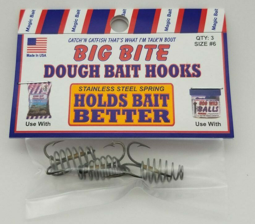 Magic Bait Dough Bait "Big bite" Treble~or~"King Kat" Spring J-Hooks~FREE  Ship | eBay